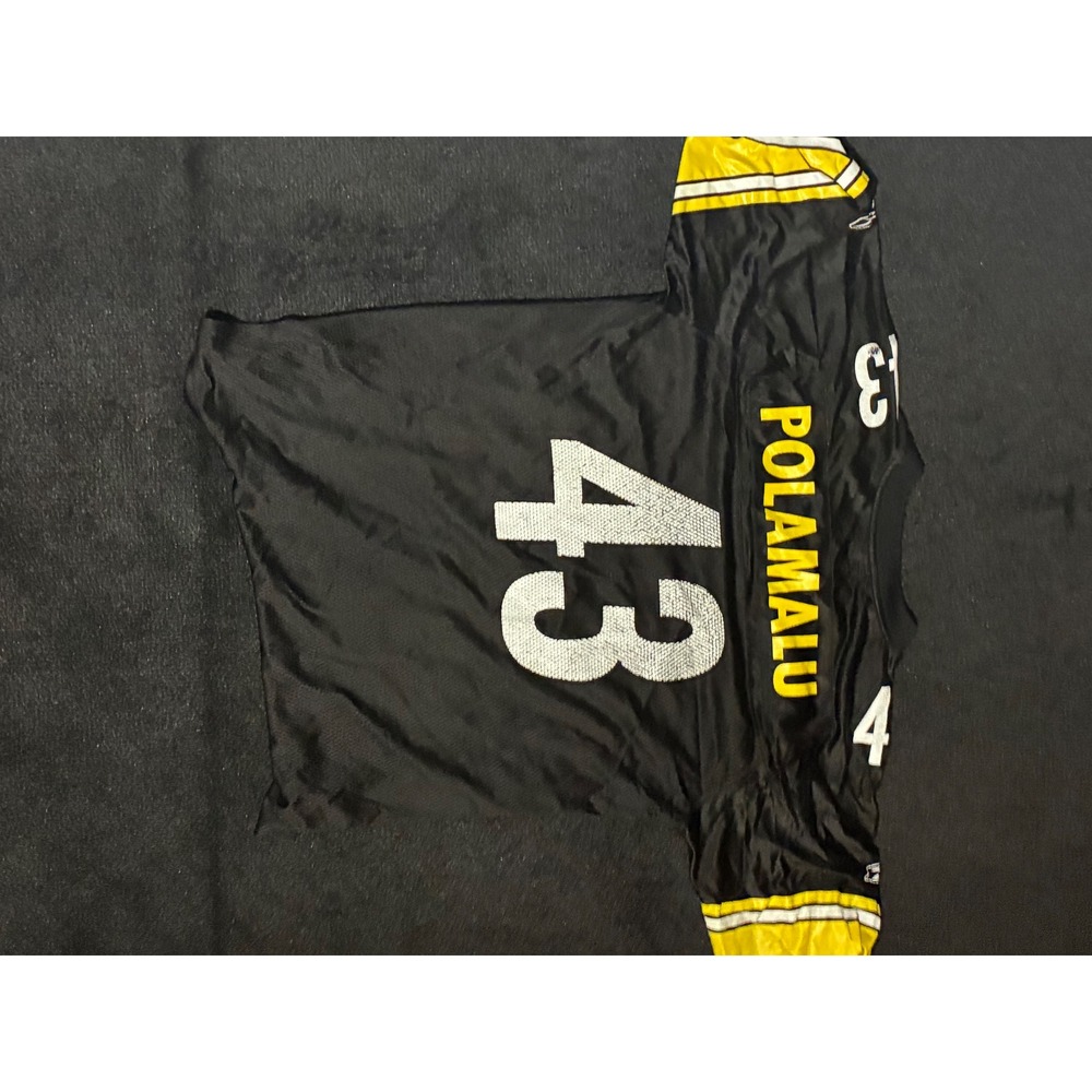 Reebok NFL Pittsburgh Steelers Troy Polamalu 43 Jersey Black Mens Large